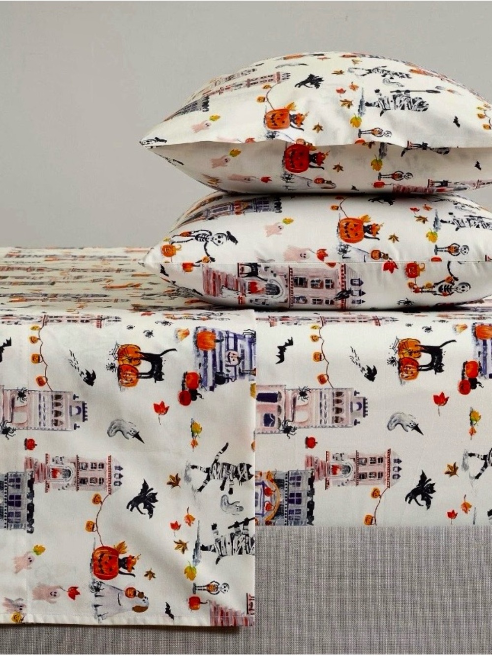 Pottery Barn Halloween Doug & Friends Queen Sheet Set NWT